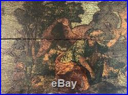 Antique European Oil Painting On Wood Panel Religious Scene, Circa 1800