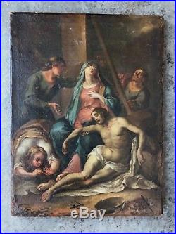 Antique European Religious Christ Oil Painting circa 17th century