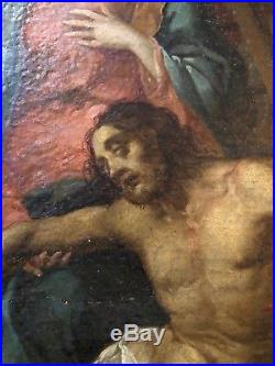 Antique European Religious Christ Oil Painting circa 17th century