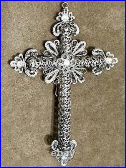 Antique European Sterling & Gilt Filigree Crucifix Famous Provenance