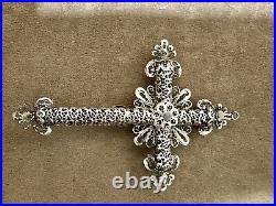 Antique European Sterling & Gilt Filigree Crucifix Famous Provenance