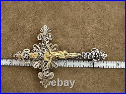 Antique European Sterling & Gilt Filigree Crucifix Famous Provenance