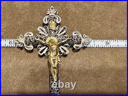 Antique European Sterling & Gilt Filigree Crucifix Famous Provenance