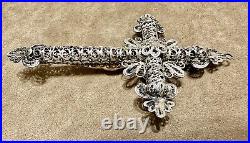 Antique European Sterling & Gilt Filigree Crucifix Famous Provenance