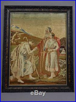 Antique FRAMED TAPESTRY CIRCA1900 A Biblical, christian, religious, needlepoint