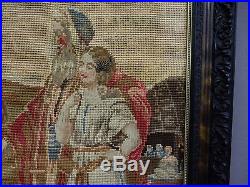 Antique FRAMED TAPESTRY CIRCA1900 A Biblical, christian, religious, needlepoint