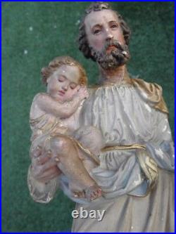 Antique Figurine Religious Christianity st-Joseph JESUS old cherub Putti old