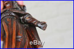 Antique Flemish 18th c oak Wood carved madonna statue figurine religious