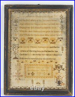 Antique Folk Art Americana or English Needlepoint Religious Sampler 1801