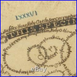 Antique Folk Art Calligraphy Micro-Graphy David Davidson 1858 Mears Psalm 16