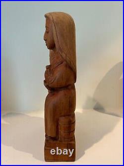 Antique Folk Art Religious Carved Wood Statue JUNOIR TE, PIAUI RARE