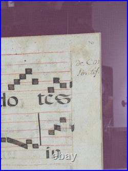 Antique Framed Antiphonal Illuminated Gregorian Chant Manuscript- 2 Sided Vellum