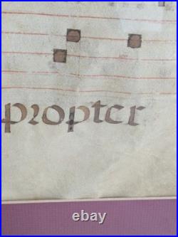 Antique Framed Antiphonal Illuminated Gregorian Chant Manuscript- 2 Sided Vellum