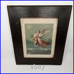 Antique Framed Lithograph Angel Of Peace Zu Gott Wilhelm Von Kaulbach 1800s
