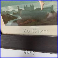 Antique Framed Lithograph Angel Of Peace Zu Gott Wilhelm Von Kaulbach 1800s