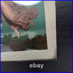 Antique Framed Lithograph Angel Of Peace Zu Gott Wilhelm Von Kaulbach 1800s