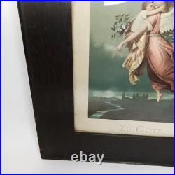 Antique Framed Lithograph Angel Of Peace Zu Gott Wilhelm Von Kaulbach 1800s