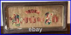 Antique Framed Religious Needlepoint Cross Order is Heavens First Law 24 x 12'