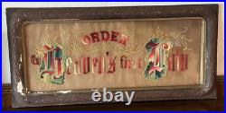 Antique Framed Religious Needlepoint Cross Order is Heavens First Law 24 x 12'