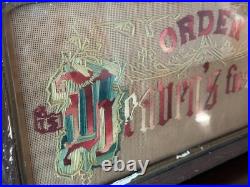 Antique Framed Religious Needlepoint Cross Order is Heavens First Law 24 x 12'