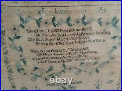 Antique Framed Sampler 1840 Mary Ann Brooks Religious Verse Flowers