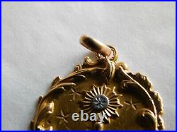 Antique French 18ct Solid Gold Virgin Mary Pendant, Inscribed Dated 1896