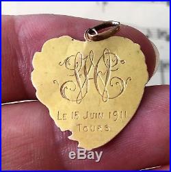 Antique French 18k Rose Yellow and White Gold Religious Medal Chalice c1911