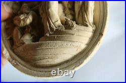 Antique French 19thc meerschaum carved religious plaque jesus chasing templar