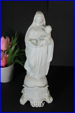 Antique French Bisque porcelain statue madonna religious marked