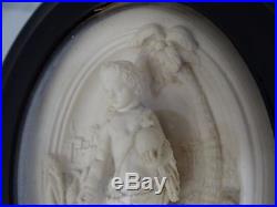 Antique French Carved Meerschaum Religious Reliquary St John Child 19 th Signed