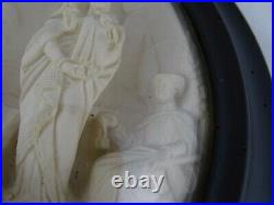 Antique French Carved Meerschaum Reliquary 19th Religious Virgin Mary & Angels