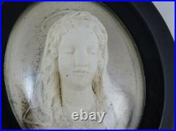Antique French Carved Meerschaum Reliquary Religious Virgin Mary Sacred Heart