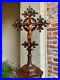 Antique-French-Carved-Oak-Altar-Cross-Standing-Crucifix-Religious-Gothic-01-gm