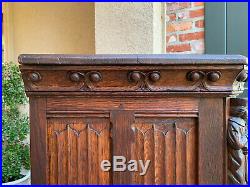 Antique French Carved Oak Gothic Vestment Cabinet Religious Church Prayer Room