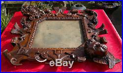 Antique French Carved Walnut Religious Crucifix Frame Signed G. SEGAUD 26.5x 23