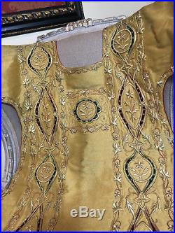 Antique French Chasuble Front Metallic Embroidered Goldwork Religious Vestment