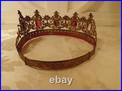 Antique French Crown for Religious Church Statue Ornate Jeweled 2.75H