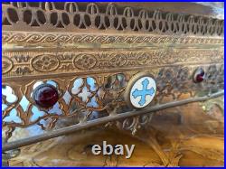 Antique French Gild Solid Brass Bible Holder Stand Lectern Altar Religious Jesus Antique French Gild Solid Brass Bible Holder Stand Lectern Altar Religious Jesus