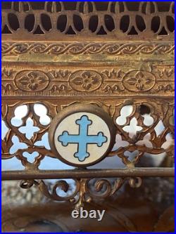 Antique French Gild Solid Brass Bible Holder Stand Lectern Altar Religious Jesus Antique French Gild Solid Brass Bible Holder Stand Lectern Altar Religious Jesus