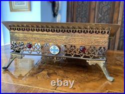 Antique French Gild Solid Brass Bible Holder Stand Lectern Altar Religious Jesus Antique French Gild Solid Brass Bible Holder Stand Lectern Altar Religious Jesus