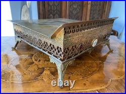 Antique French Gild Solid Brass Bible Holder Stand Lectern Altar Religious Jesus Antique French Gild Solid Brass Bible Holder Stand Lectern Altar Religious Jesus