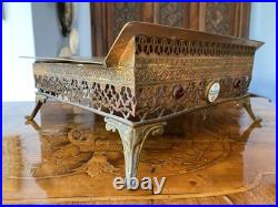 Antique French Gild Solid Brass Bible Holder Stand Lectern Altar Religious Jesus Antique French Gild Solid Brass Bible Holder Stand Lectern Altar Religious Jesus