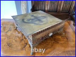 Antique French Gild Solid Brass Bible Holder Stand Lectern Altar Religious Jesus Antique French Gild Solid Brass Bible Holder Stand Lectern Altar Religious Jesus