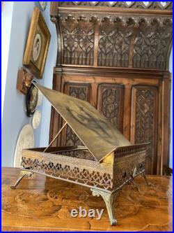 Antique French Gild Solid Brass Bible Holder Stand Lectern Altar Religious Jesus Antique French Gild Solid Brass Bible Holder Stand Lectern Altar Religious Jesus