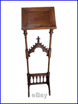 Antique French Gothic Bible Stand, Oak, 19th Century, Religious