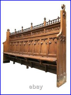 Antique French Gothic Church Choir Bench, 19th Century, Oak, Religious