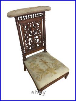 Antique French Gothic Church Kneeler, Prayer Chair, 19th Century, Religious