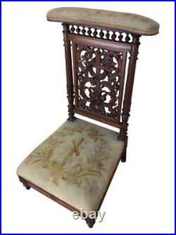 Antique French Gothic Church Kneeler, Prayer Chair, 19th Century, Religious