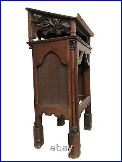 Antique French Gothic Lectern Podium, Religious, 19th Century, Oak