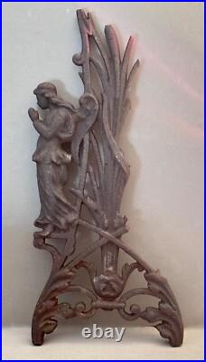 Antique French Iron Cross Fragment with Praying Angel Grave Religious Salvage Antique French Iron Cross Fragment with Praying Angel Grave Religious Salvage
